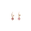 Load image into Gallery viewer, Dogwood Hoop + Pink Tourmaline Heart Drop Combination