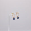 Load image into Gallery viewer, Dogwood Hoop + Blue Sapphire Flower Drop Combination Earrings