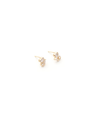 Diamond Heart Cluster Earrings