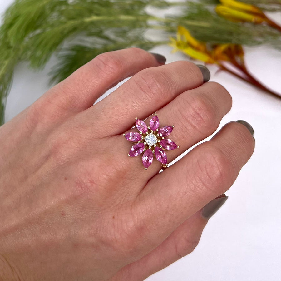 Large Pink Daisy Ring