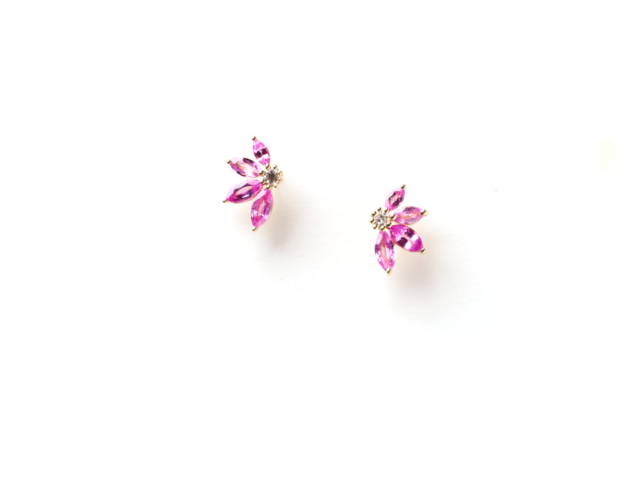 Large Pink Half Daisy Earrings