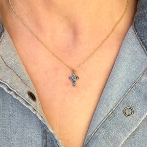 Blue Sapphire Georgian Cross