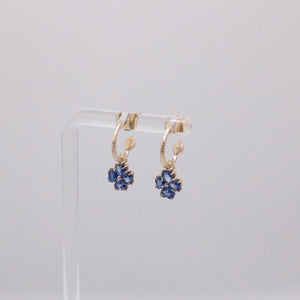 Dogwood Hoop + Blue Sapphire Flower Drop Combination Earrings