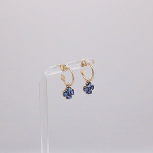 Dogwood Hoop + Blue Sapphire Flower Drop Combination Earrings