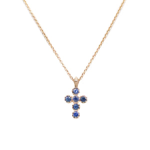 Blue Sapphire Georgian Cross