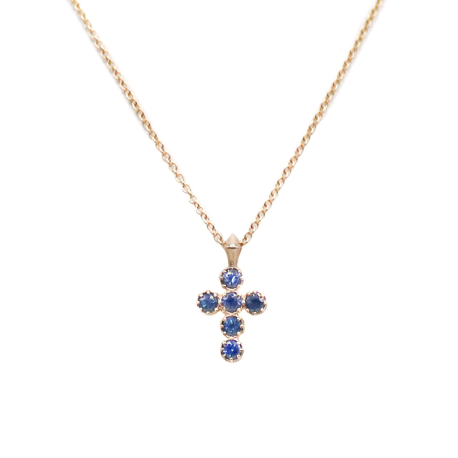 Blue Sapphire Georgian Cross
