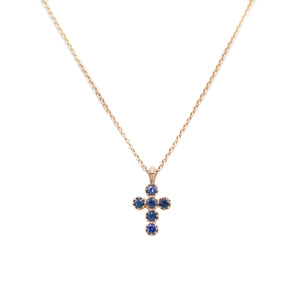 Blue Sapphire Georgian Cross