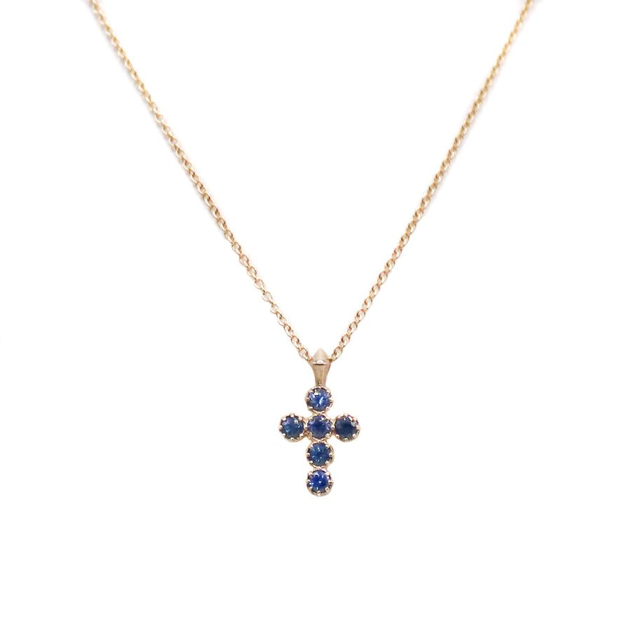 Blue Sapphire Georgian Cross
