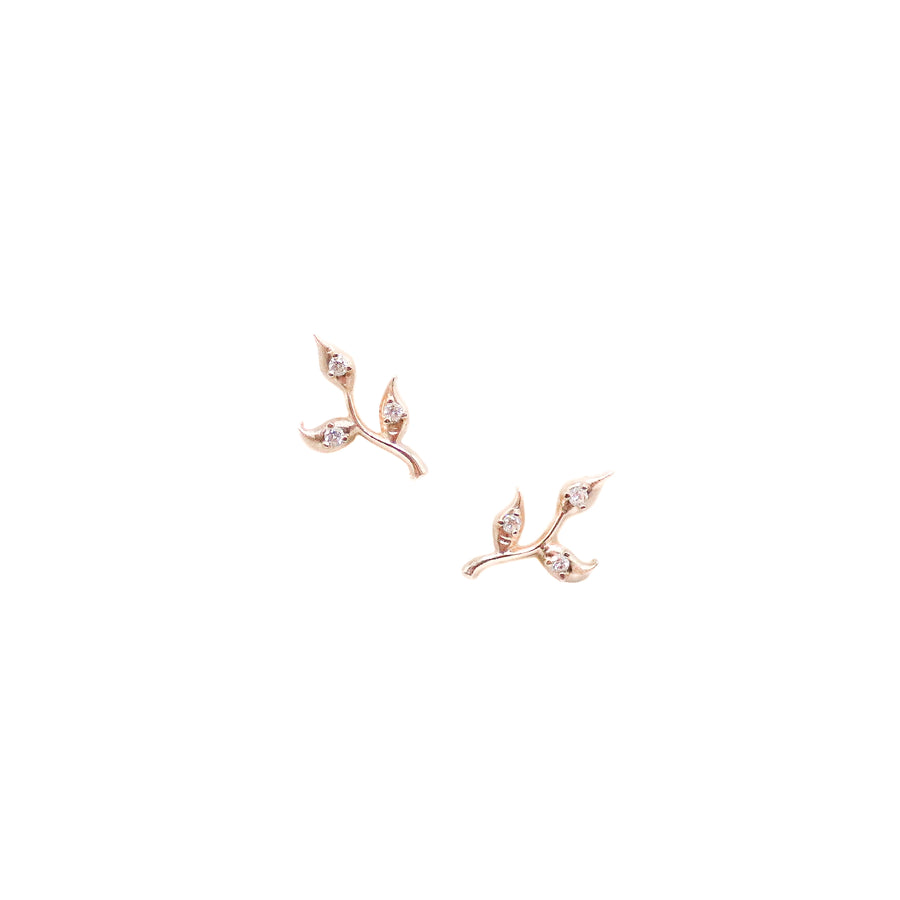 Diamond Leaf Studs