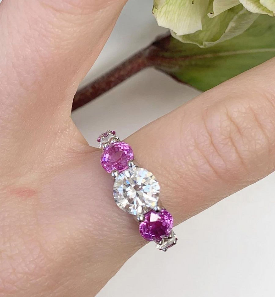 Bespoke Pink Sapphire and Diamond Ring
