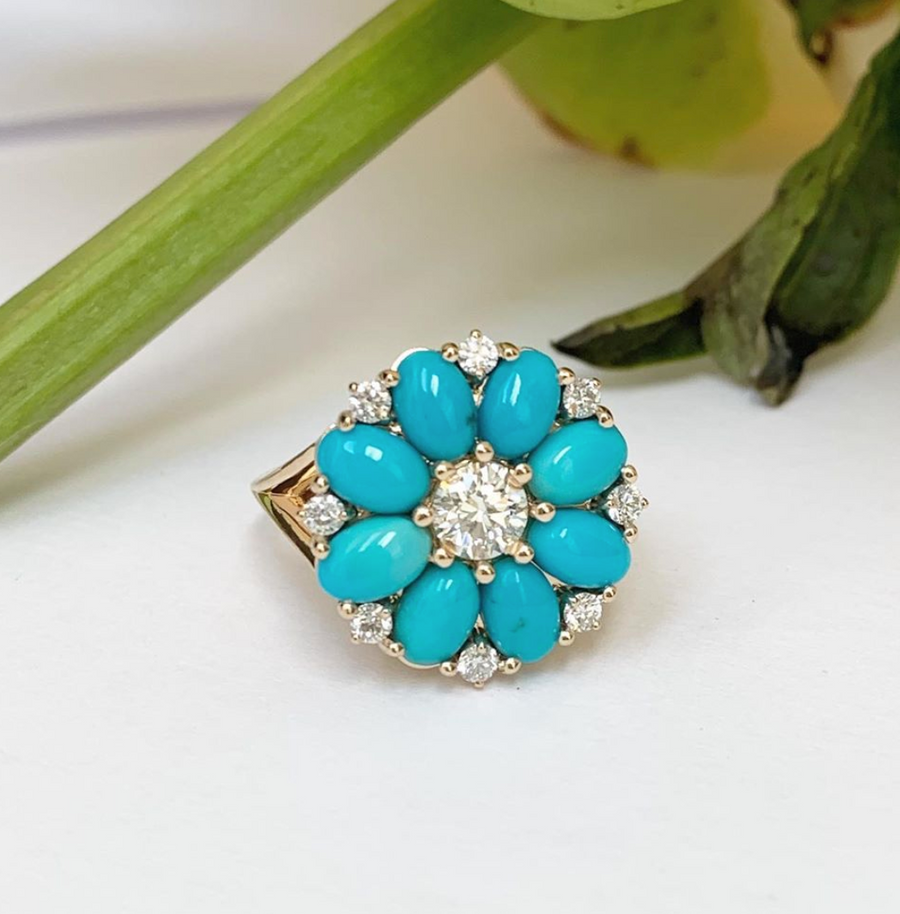 Bespoke Turquoise and Diamond Ring