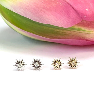 White Gold Shooting Star Earrings